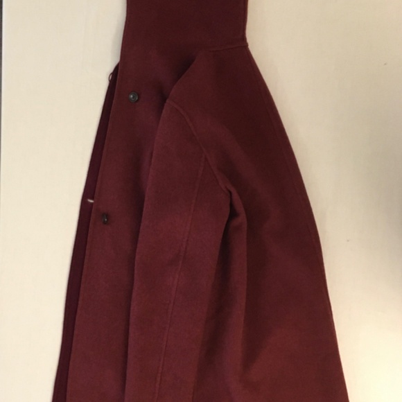 Uniqlo double faced wool blend coat with hood - maroon - oversized XS - Picture 9 of 15